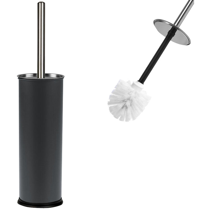 Toilet Brush Metal Toilet Brush Holder Set Grey Black WC Brush Bin Anthracite + Brush Holder