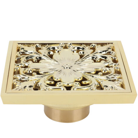 Toilet Floor Drain Kit Deodorant AntiClogging Sewer Strainer Bathroom Accessory Gold 10x10cm(Shallow Type )
