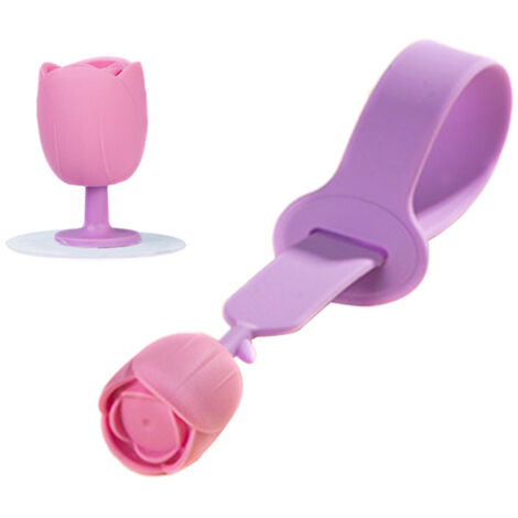 Toilet Lid Lifter Cute Tulip Durable Silicone Toilet Seat Cover Lift Handle Avoid Touching Purple