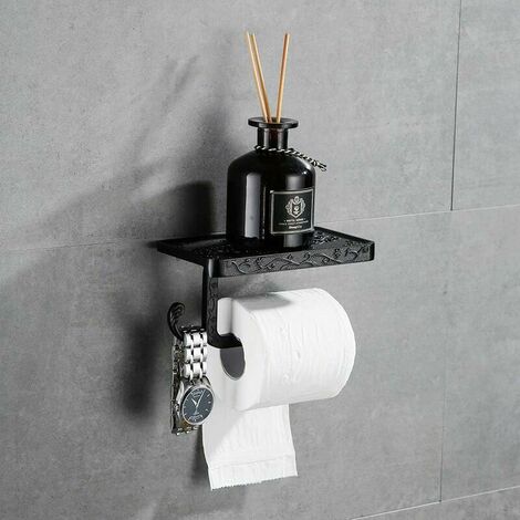 Toilet Paper Holder Bathroom Accessories Space Aluminum Tissue Mobile Paper Roll Holder Wall Mount Rustproof Vintage Style Black
