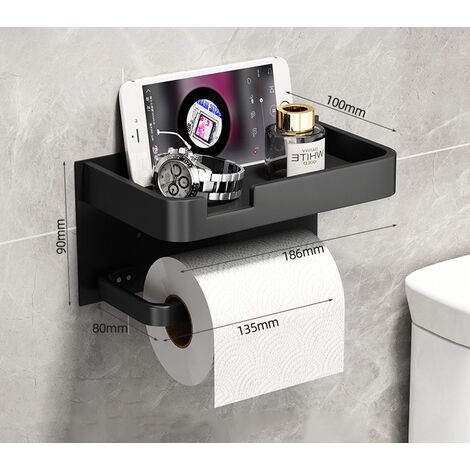 Toilet paper holder, light luxury toilet paper holder, mobile phone rack (black)