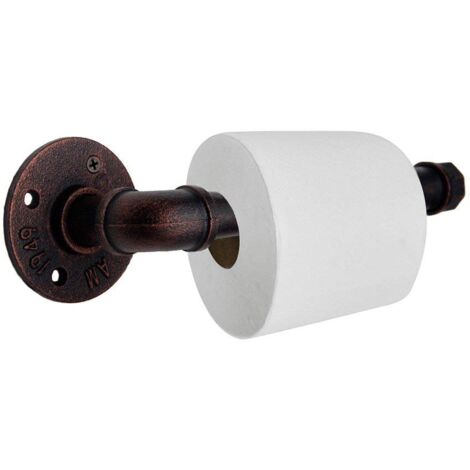 Toilet Paper Holder Set Industrial Pipe Decor Wall Mounted Toilet Roll Holder Bronze Finish