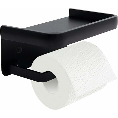 PESCE Toilet paper holder with shelf, black toilet paper holder, toilet roll holder, bathroom adhesive toilet paper holder modern paper towel holder