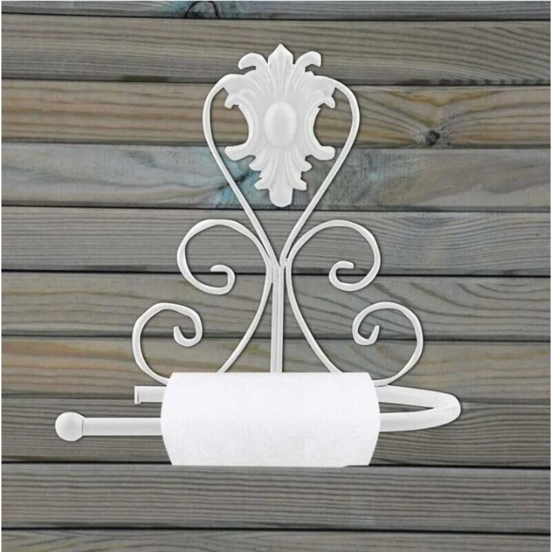 Toilet Papier Support Mural Vintage Papier Hygiénique Rouleau Porte Serviette Cintre Salle de Bain Porte-rouleau (White)