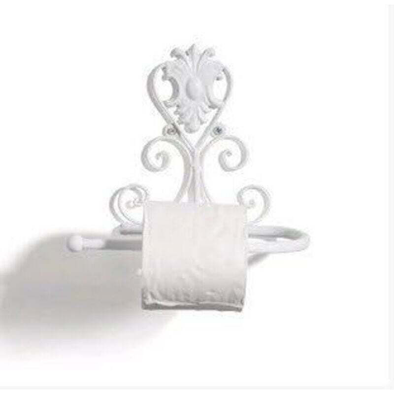 Toilet Papier Support Mural Vintage Papier Hygiénique Rouleau Porte Serviette Cintre Salle de Bain Porte-rouleau (White)