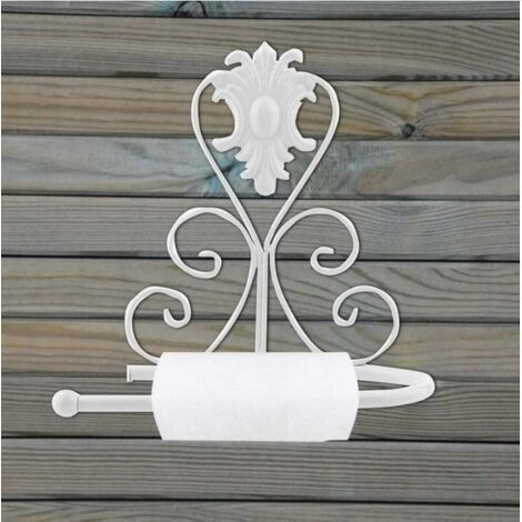 Toilet Papier Support Mural Vintage Papier Hygiénique Rouleau Porte Serviette Cintre Salle de Bain Porte-rouleau (White)