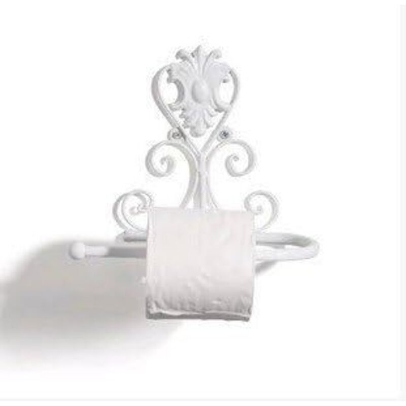 Toilet Papier Support Mural Vintage Papier Hygiénique Rouleau Porte Serviette Cintre Salle de Bain Porte-rouleau (White)