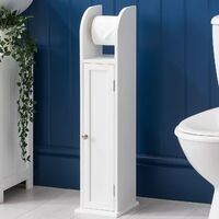 Toilet Roll Holder Cabinet Freestanding White Wood Bathroom Storage Christow