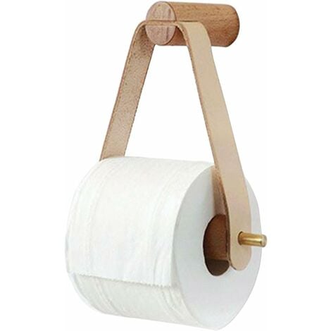 Toilet Roll Holder, Country Style Wooden Towel Rack Wall Mounted Toilet Paper Holder, Multi-Function Toilet Roll Stand for Bathroom and Kitchen(White)