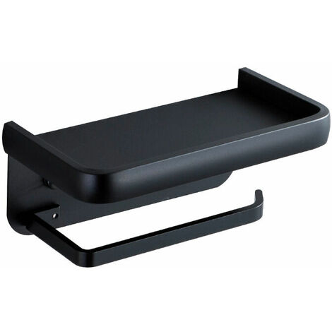 Toilet Roll Holder Toilet Paper Holder No Drilling Space Aluminium Bathroom Accessories Wall Mounted Matte Finish Black