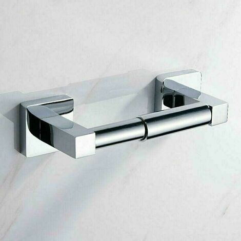 Toilet Roll Holder Wall Mounted Holder Square Bathroom Tissue Paper Stand Tissue Dispenser Wall Mounted Self Adhesive Toilet Roll Holder Chrome