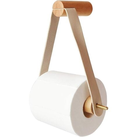 main image of "Toilet Roll Holder, Wooden Roll Holder Creative Wall-Mounted Toilet Paper Holder"