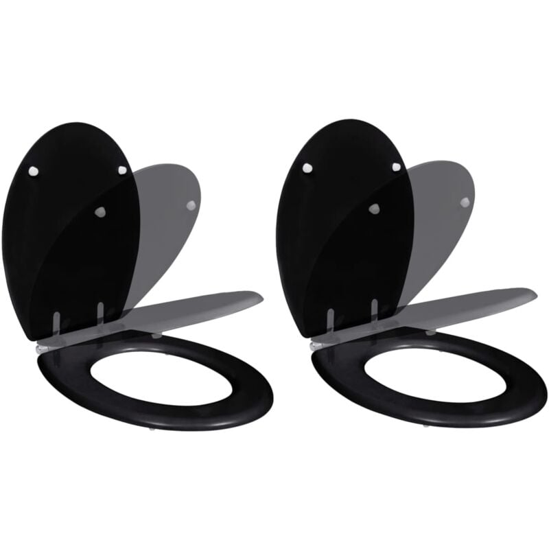 Vidaxl - Toilet Seats with Soft Close Lids 2 pcs mdf Black