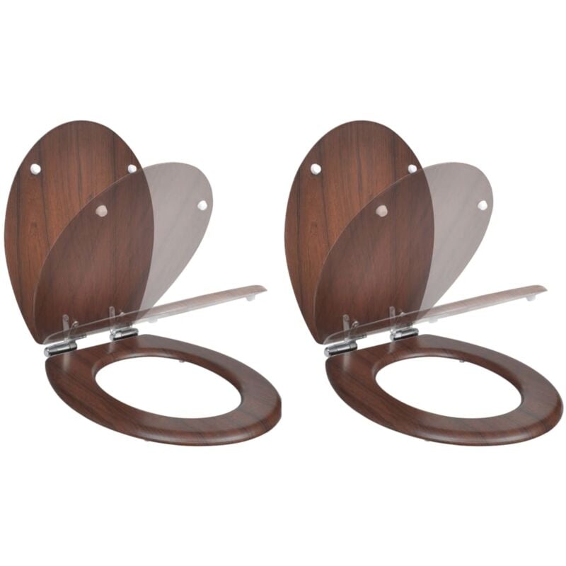 Vidaxl - Toilet Seats with Soft Close Lids 2 pcs mdf Brown