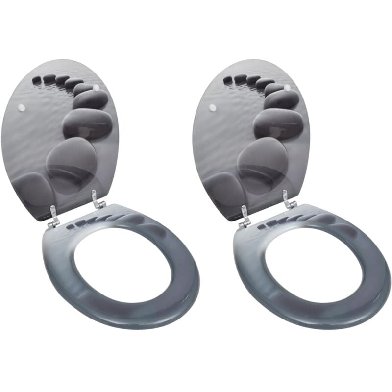 Vidaxl - Toilet Seats with Lids 2 pcs mdf Stones