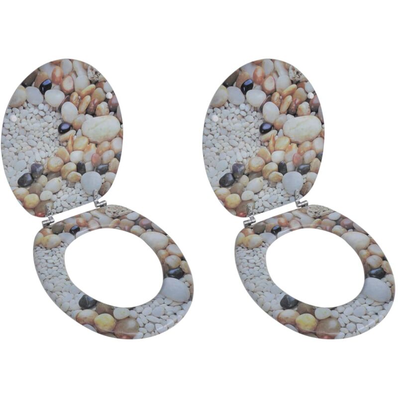 Vidaxl - Toilet Seats with Lids 2 pcs mdf Pebbles