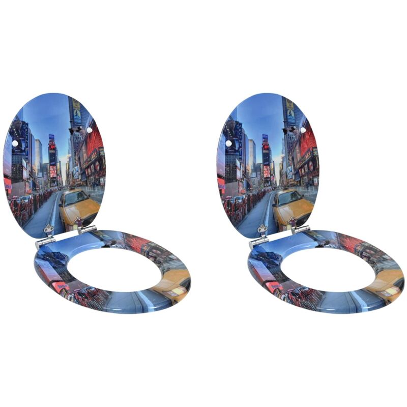 Soft-close Toilet Seat 2 Pcs Multicolour 44 X 38 Cm Mdf Board Vidaxl