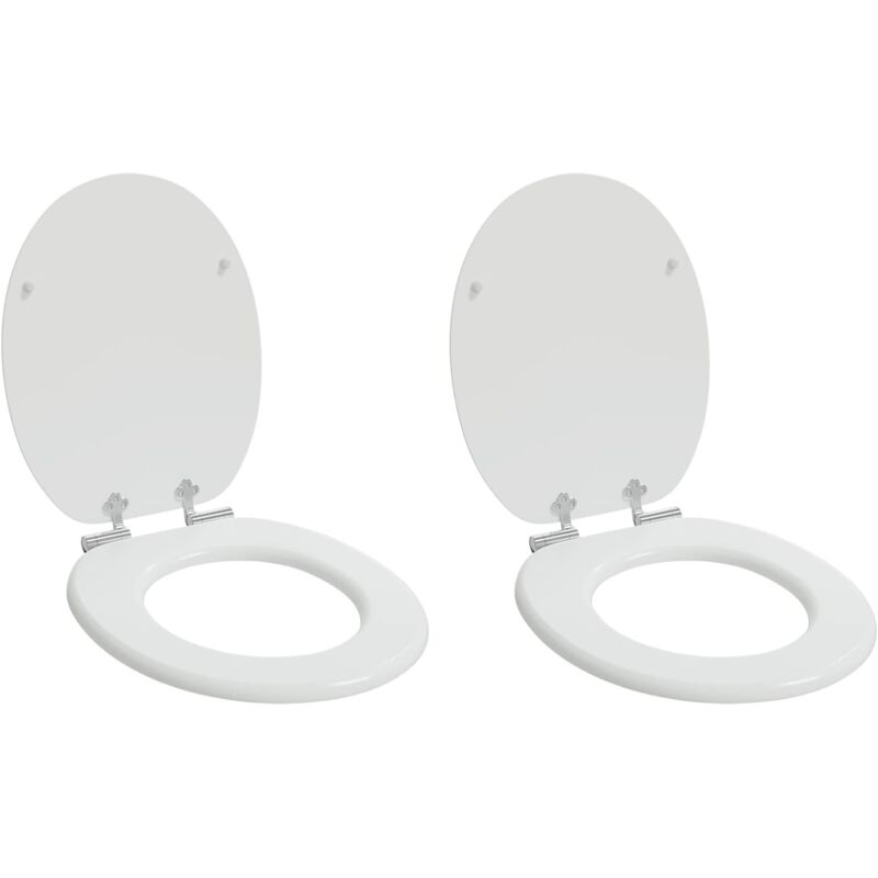 Soft-close Toilet Seat 2 Pcs White 44 X 38 Cm Mdf Board Vidaxl