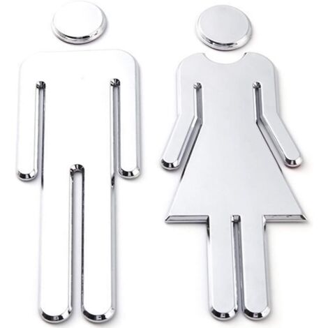 Toilet Stickers, 12x4cm, WC Signs of Men and Women Symbols, Easy to Stick Men and Women WC Signs for Toilet WC