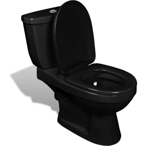 vidaXL Wall Hung Toilet With Cistern Bathroom Soft Close Seat White/Black