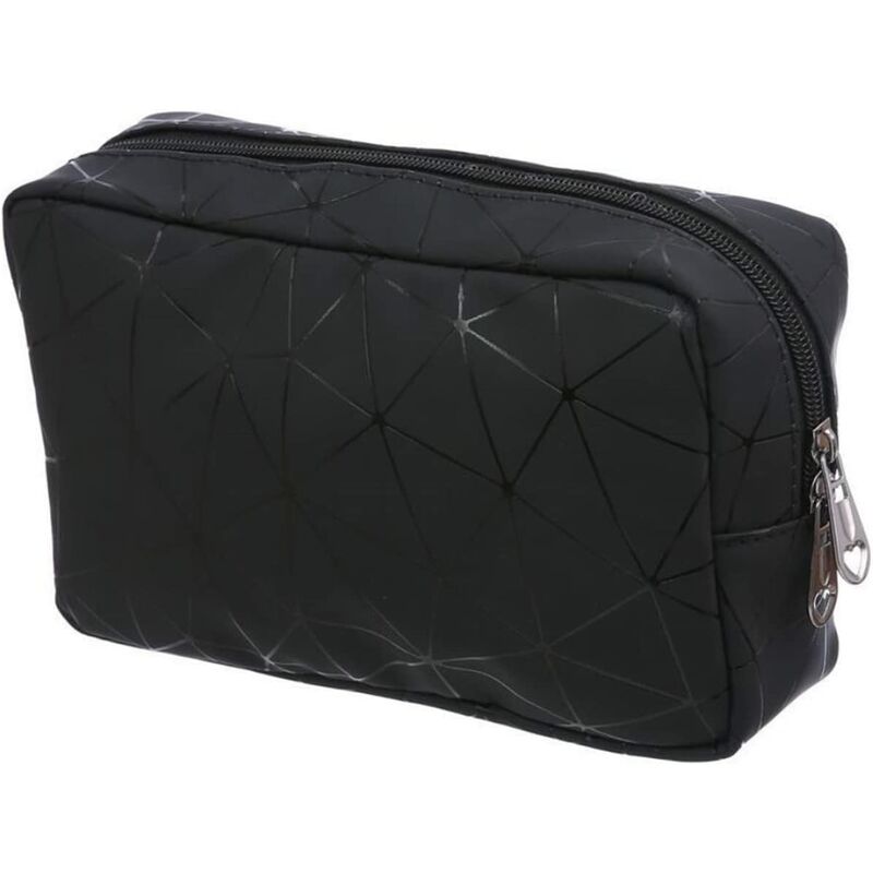 Toiletry Bag, Double Layers Cosmetic Bag Laminated Strong Durable and Waterproof (Black S)