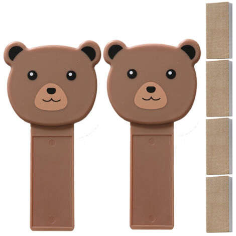 Toilette Cover Lifter 2Pcs design animé ourson en PP - Support lève-abattant sanitaire