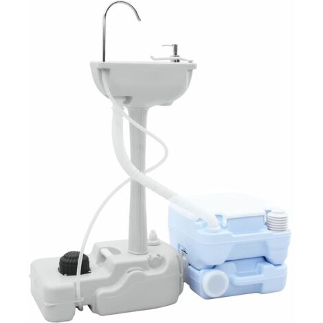 Toilette de Camping 2 pcs Bleu et Blanc CFW716014