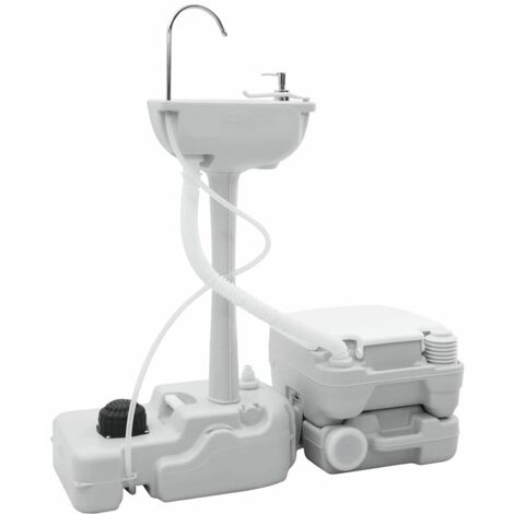 Toilette de Camping 2 pcs Gris et blanc CFW874489
