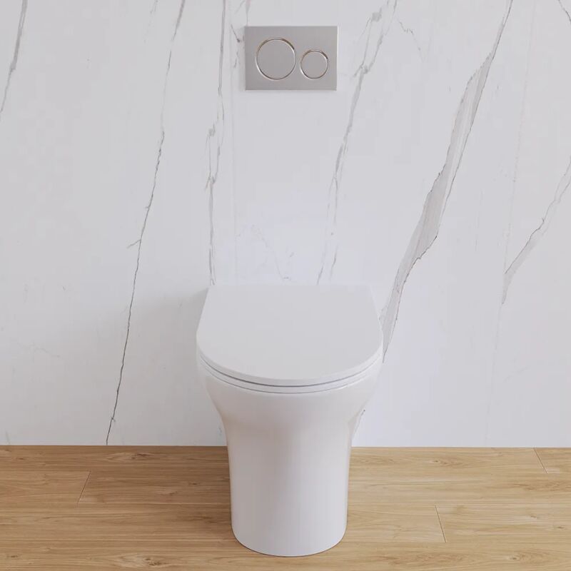 Toilette encastrée sans rebord en céramique blanche polie avec siège à fermeture progressive Mod. Nassau