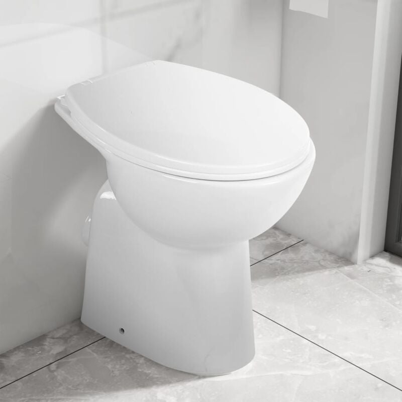 Toilette haute sans bord wc à poser Pack wc complet fermeture douce 7 cm Céramique Blanc 61988