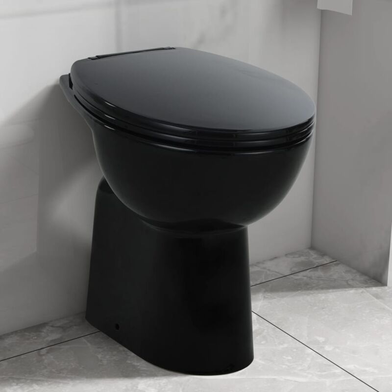 Toilette haute sans bord wc à poser Pack wc suspendu - fermeture douce 7 cm Céramique Noir BV497326 Bonnevie