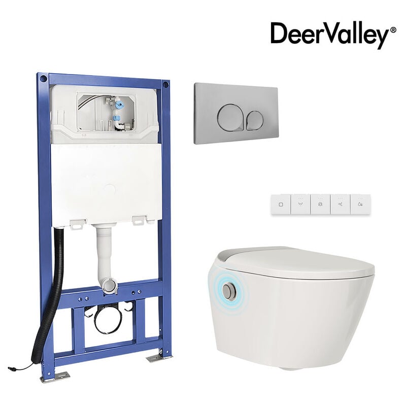 Deervalley - toilette intelligente DV-1S0205 wc suspendu avec réservoir d'eau toilette moderne et intelligente avec bidet intégré, télécommande en