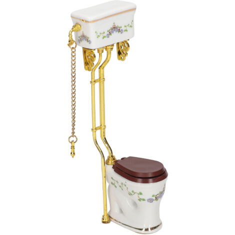 Toilette miniature 1/12 style vintage portable en céramique et métal pour maison de poupée - décoration et accessoire photo