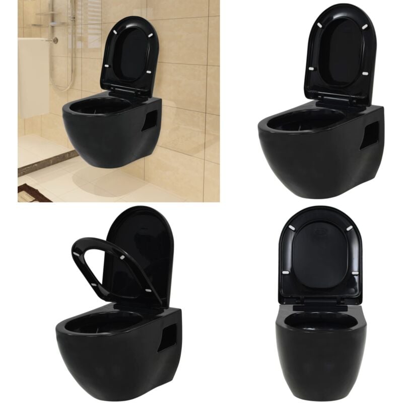 Vidaxl - Toilette murale Céramique Noir - toilette suspendue - toilettes suspendues - Home & Living - Noir