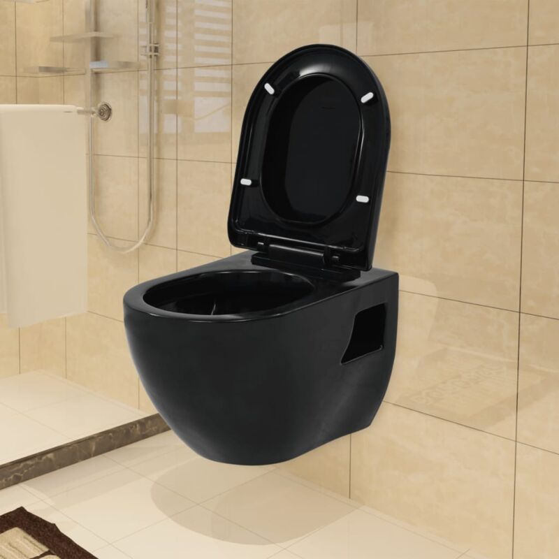 Bonnevie - Toilette murale Pack wc suspendu - Céramique Noir BV635941