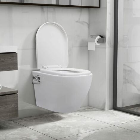 RD Luxury® Abattant WC suspendu sans rebord de chasse d'eau - Avec  couvercle en thermodurcissable - Doré/blanc : : Bricolage