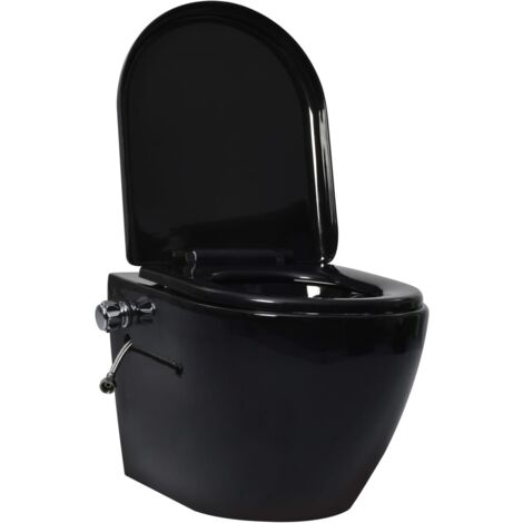 Toilette murale sans bord à fonction de bidet WC suspendu salle de bain fonction de ralentissement de la fermeture céramique noir
