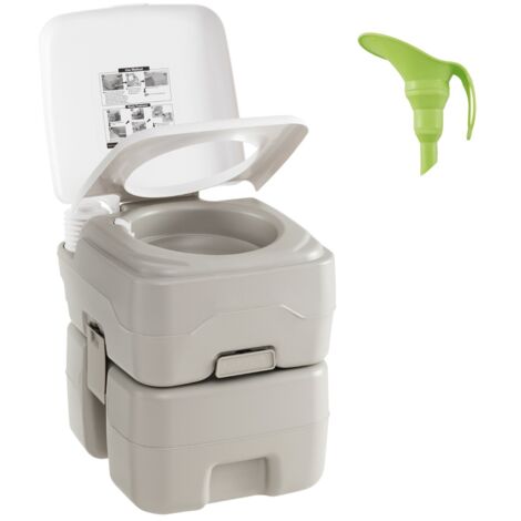 Toilette Portable avec Réservoir à Déchets de 20 L Toilette de Voyage avec Pompe de Rinçage et Entonnoir Télescopique Commode
