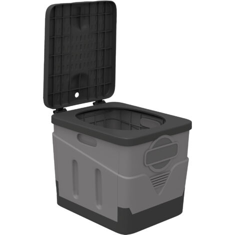 Toilette portable de camping pliable 34x29x20 cm gris foncé avec 12 sacs et coagulants