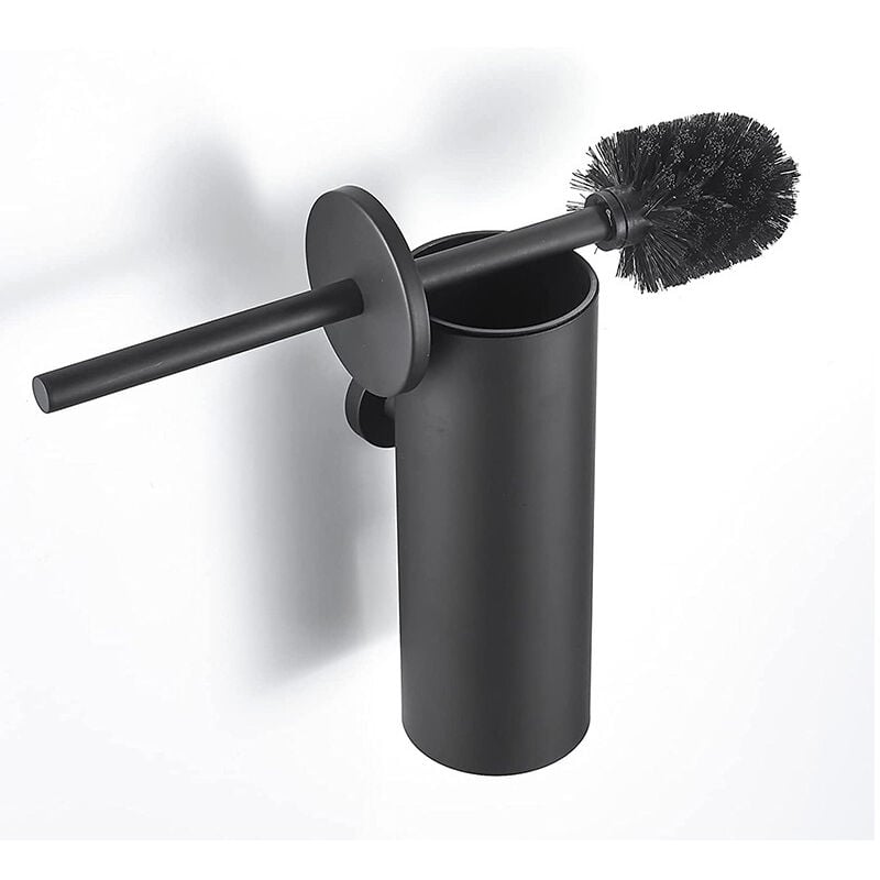 Ensoleille - Toilette Porte-brosse Noire Balai Toilette wc en Acier inox 304 Mural Imperméable Facile à nettoyer pour wc Salle de Bains Toilettes
