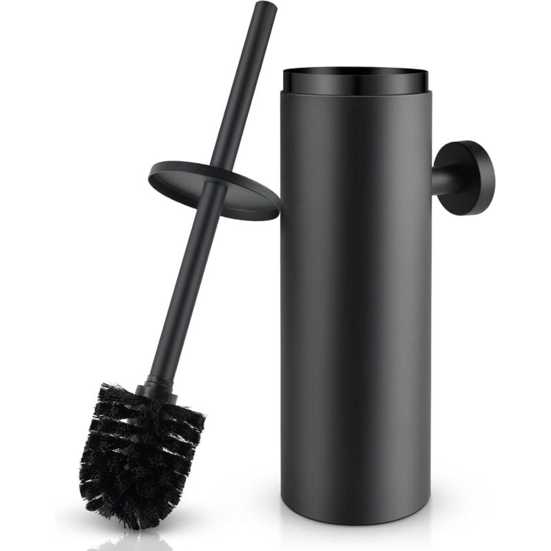 Toilette Porte-brosse Noire Balai Toilette wc en Acier inox 304 Mural Imperméable Facile à nettoyer pour wc Salle de Bains Toilettes avec Support