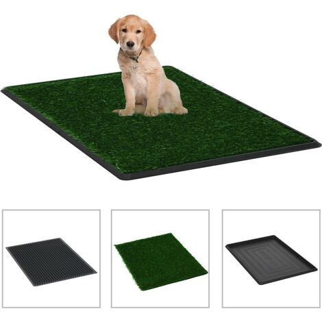Relaxdays Litière pour chien, 4x tapis de pelouse, en plastique, H