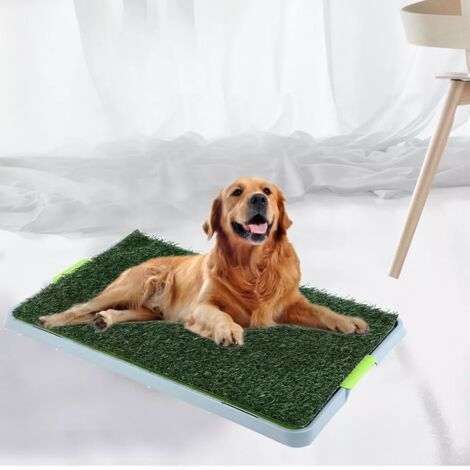 Toilette pour Chien litière avec Tapis en Gazon Artificiel avec bac pour l'apprentissage de la propreté à l'intérieur et à l'extérieur, Tapis d'entraînement pour Animaux, 68 x 42 cm