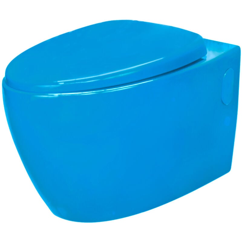 Toilette suspendu de couleur bleu Cuvette wc en céramique