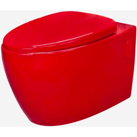 Toilette suspendu de couleur rouge Cuvette WC en céramique