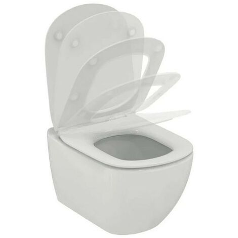 Toilette suspendue AquaBlade Ideal Standard Tesi Soie blanche avec abattant wc soft close Blanc brillant - Avec abattant wc
