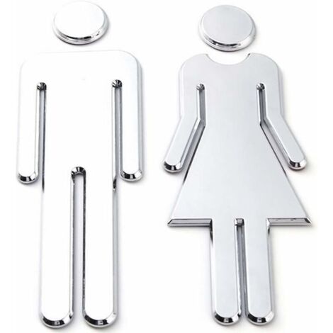 Toilettenaufkleber, 12 x 4 cm, Symbole für Damen- und Herrentoiletten, einfach anzubringen, Schilder für Damen- und Herrentoiletten