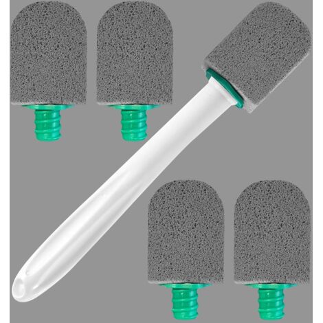 Toilettenbürste aus Bimsstein, 5 Ersatzpads mit wiederverwendbarem Griff, für Toiletten und Waschbecken