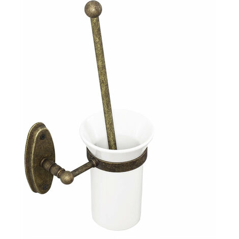 Toilettenbürste aus Messing Glas mit Halterung rostfrei Handarbeit WC Bürste Toilette
