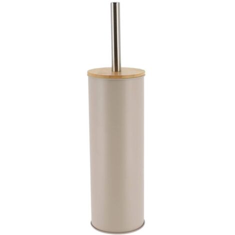 Toilettenbürste aus metall mit bambusdeckel - taupe - Tendance